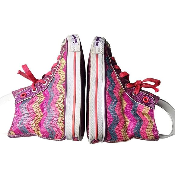 Skechers Twinkle Toes Pink Multi Color Sequins Sparkles High Top Sneakers 12.5 - Picture 8 of 13